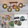Ripoll ceiling light, globe light blue, green, coppery, 5-light sources