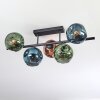 Ripoll ceiling light, globe light blue, green, coppery, 5-light sources