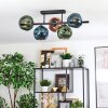 Ripoll ceiling light, globe light blue, green, coppery, 5-light sources