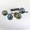 Ripoll ceiling light, globe light blue, gold, green, 5-light sources
