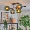 Ripoll ceiling light, globe light blue, gold, green, 5-light sources