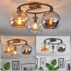 Koyoto ceiling light, globe light 37 cm Amber, chrome, clear, Smoke-coloured, 3-light sources