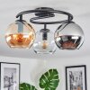 Koyoto ceiling light, globe light 37 cm Amber, chrome, clear, Smoke-coloured, 3-light sources