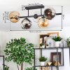 Koyoto ceiling light, globe light Amber, chrome, clear, Smoke-coloured, 5-light sources