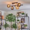 Koyoto ceiling light, globe light Amber, chrome, clear, Smoke-coloured, 5-light sources