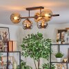 Koyoto ceiling light, globe light Amber, chrome, Smoke-coloured, 5-light sources