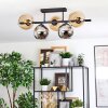 Koyoto ceiling light, globe light Amber, chrome, Smoke-coloured, 5-light sources