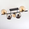 Koyoto ceiling light, globe light Amber, chrome, Smoke-coloured, 5-light sources
