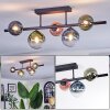 Chehalis ceiling light, globe light blue, green, clear, coppery, 5-light sources