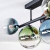 Chehalis ceiling light, globe light blue, green, clear, coppery, 5-light sources