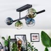 Chehalis ceiling light, globe light blue, green, clear, coppery, 5-light sources