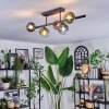 Chehalis ceiling light, globe light blue, green, clear, coppery, 5-light sources