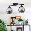Koyoto ceiling light, globe light chrome, Smoke-coloured, 2-light sources