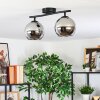 Koyoto ceiling light, globe light chrome, Smoke-coloured, 2-light sources