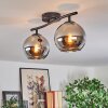 Koyoto ceiling light, globe light chrome, Smoke-coloured, 2-light sources