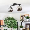 Koyoto ceiling light, globe light chrome, Smoke-coloured, 2-light sources