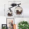 Koyoto ceiling light, globe light chrome, Smoke-coloured, 2-light sources