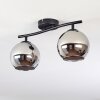Koyoto ceiling light, globe light chrome, Smoke-coloured, 2-light sources