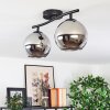Koyoto ceiling light, globe light chrome, Smoke-coloured, 2-light sources