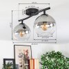 Koyoto ceiling light, globe light clear, Smoke-coloured, 2-light sources