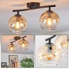Koyoto ceiling light, globe light Amber, clear, 2-light sources
