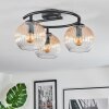 Koyoto ceiling light, globe light 37 cm Amber, clear, 3-light sources