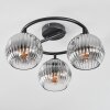 Ripoll ceiling light, globe light chrome, clear, Smoke-coloured, 3-light sources