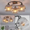 Ripoll ceiling light, globe light clear, Smoke-coloured, 3-light sources