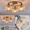 Ripoll ceiling light, globe light Amber, clear, 3-light sources