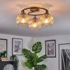 Ripoll ceiling light, globe light Amber, clear, 3-light sources