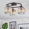 Ripoll ceiling light, globe light Amber, clear, 3-light sources