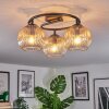 Ripoll ceiling light, globe light Amber, clear, 3-light sources