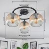 Ripoll ceiling light, globe light Amber, clear, 3-light sources