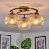 Ripoll ceiling light, globe light Amber, clear, 3-light sources