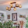 Ripoll ceiling light, globe light Amber, Smoke-coloured, 6-light sources