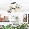 Ripoll ceiling light, globe light Amber, Smoke-coloured, 6-light sources