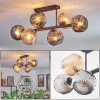 Ripoll ceiling light, globe light Amber, Smoke-coloured, 6-light sources