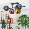 Ripoll ceiling light, globe light blue, gold, green, coppery, 5-light sources