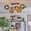 Ripoll ceiling light, globe light blue, gold, green, coppery, 5-light sources