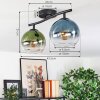 Koyoto ceiling light, globe light blue, green, clear, 2-light sources