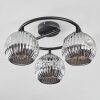 Ripoll ceiling light, globe light chrome, Smoke-coloured, 3-light sources