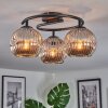 Ripoll ceiling light, globe light chrome, Smoke-coloured, 3-light sources