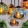 Ripoll ceiling light, globe light blue, chrome, gold, green, coppery, Smoke-coloured, 5-light sources
