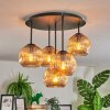 Ripoll ceiling light, globe light Amber, 5-light sources