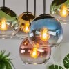 Koyoto ceiling light, globe light blue, gold, green, clear, coppery, 5-light sources