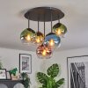 Koyoto ceiling light, globe light blue, gold, green, clear, coppery, 5-light sources