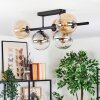 Gastor ceiling light, globe light Amber, clear, Smoke-coloured, 5-light sources