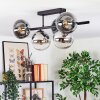 Gastor ceiling light, globe light chrome, clear, Smoke-coloured, 5-light sources