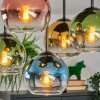Koyoto ceiling light, globe light 37 cm blue, gold, green, clear, coppery, 5-light sources