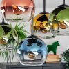 Koyoto ceiling light, globe light 37 cm blue, gold, green, clear, coppery, 5-light sources
